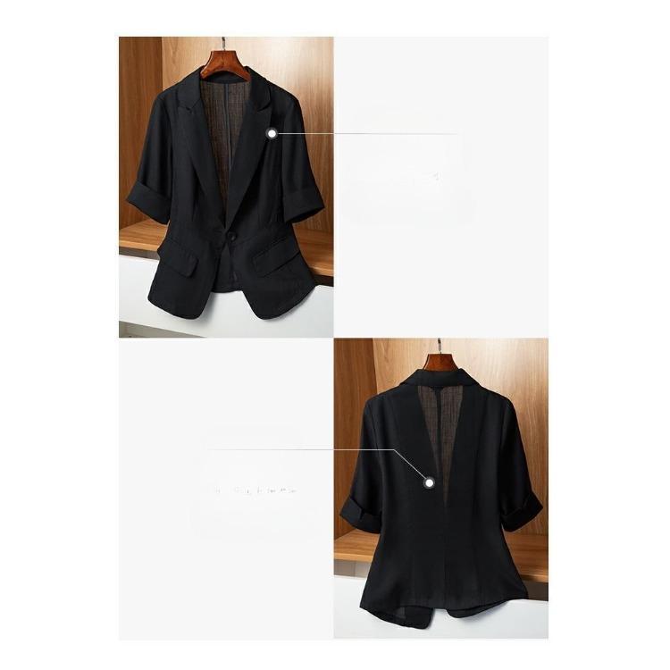 Ležérní letní sako s krátkým rukávem a úzkým střihem pro drobné dámy