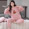 2025 Autumn Winter Cartoon Pajamas Sets for Women Warm Thicken Pajama Long Sleepwear Girl pyjamas Coral Fleece Homewear Clothes