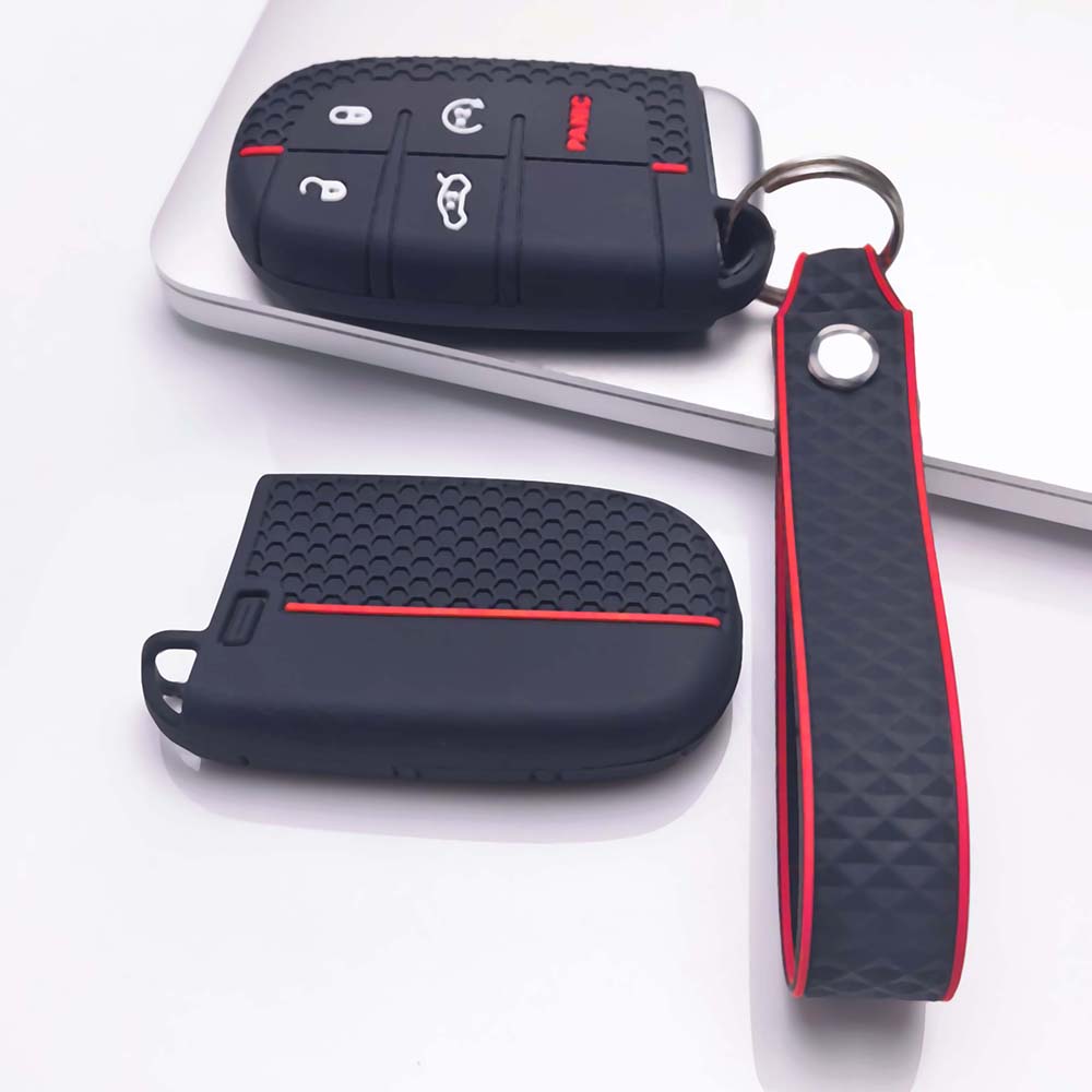 Key Shell Cover for Jeep cherokee challenger charger durango 1500 2500 3500 grand journey with Keychain Anti-Scratch Guard Shockproof Protection