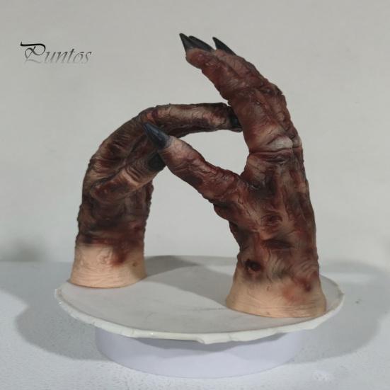 Detailed Zombie Hands 1 Pair Halloween Costume Gloves for Adults Kids, Horror Accessories Gloves, Latex Scary Ghost Hand Cosplay Accessory Masquerade
