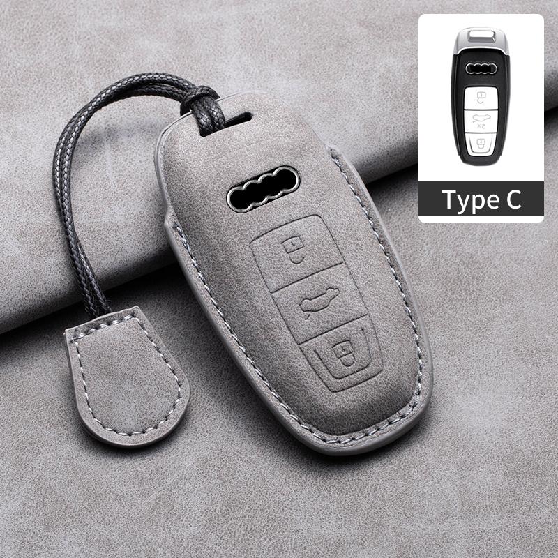 Para A3 A4 A6 A7 A8 B9 C8 D5 4K S8 Q7 Q8 SQ8 Capa de Couro para Chave de Carro Concha Protetora Bolsa Chaveiro Chaveiro Acessórios para Carro