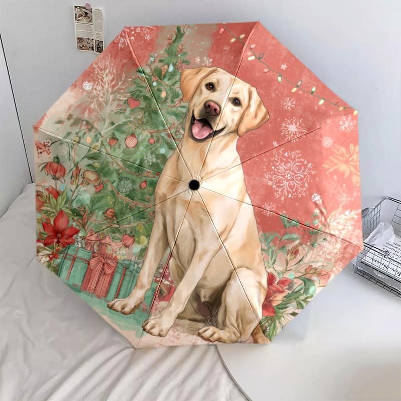 Christmas dog, automatic folding umbrella, portable and foldable design, 8 ribs, a Christmas or birthday gift.