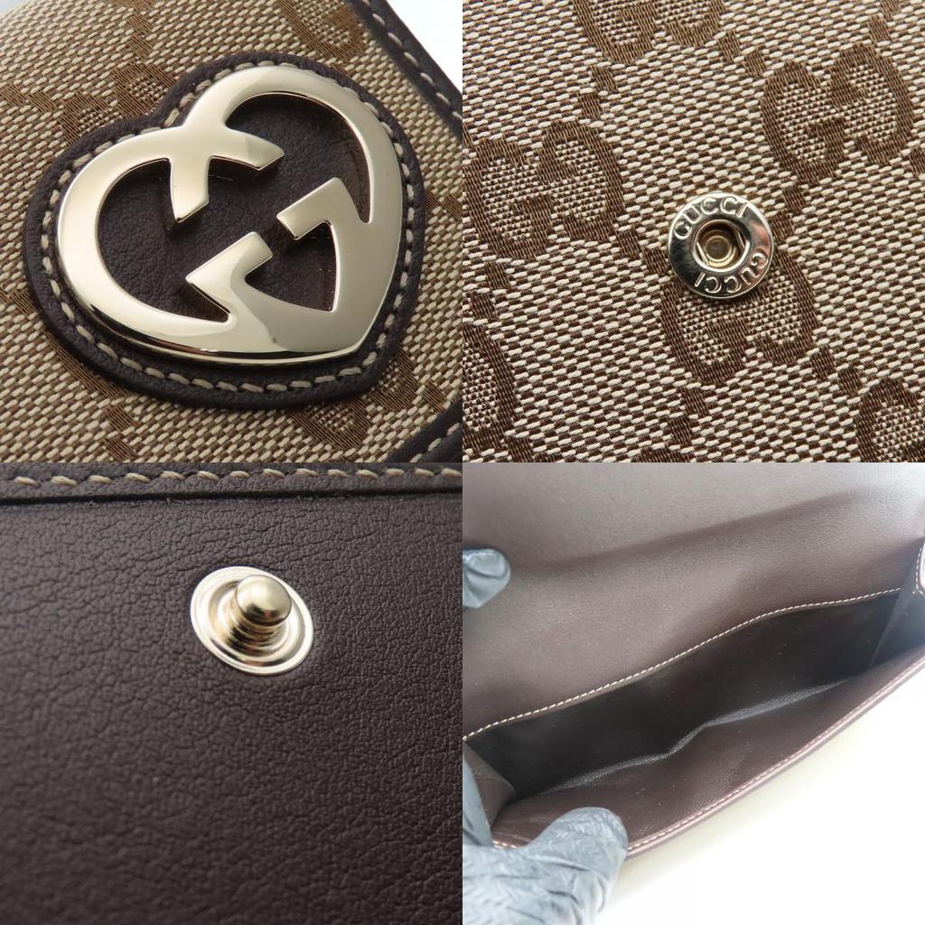 Used GUCCI Purse 245723 GG canvas/leather Brown beige W Hook Wallet