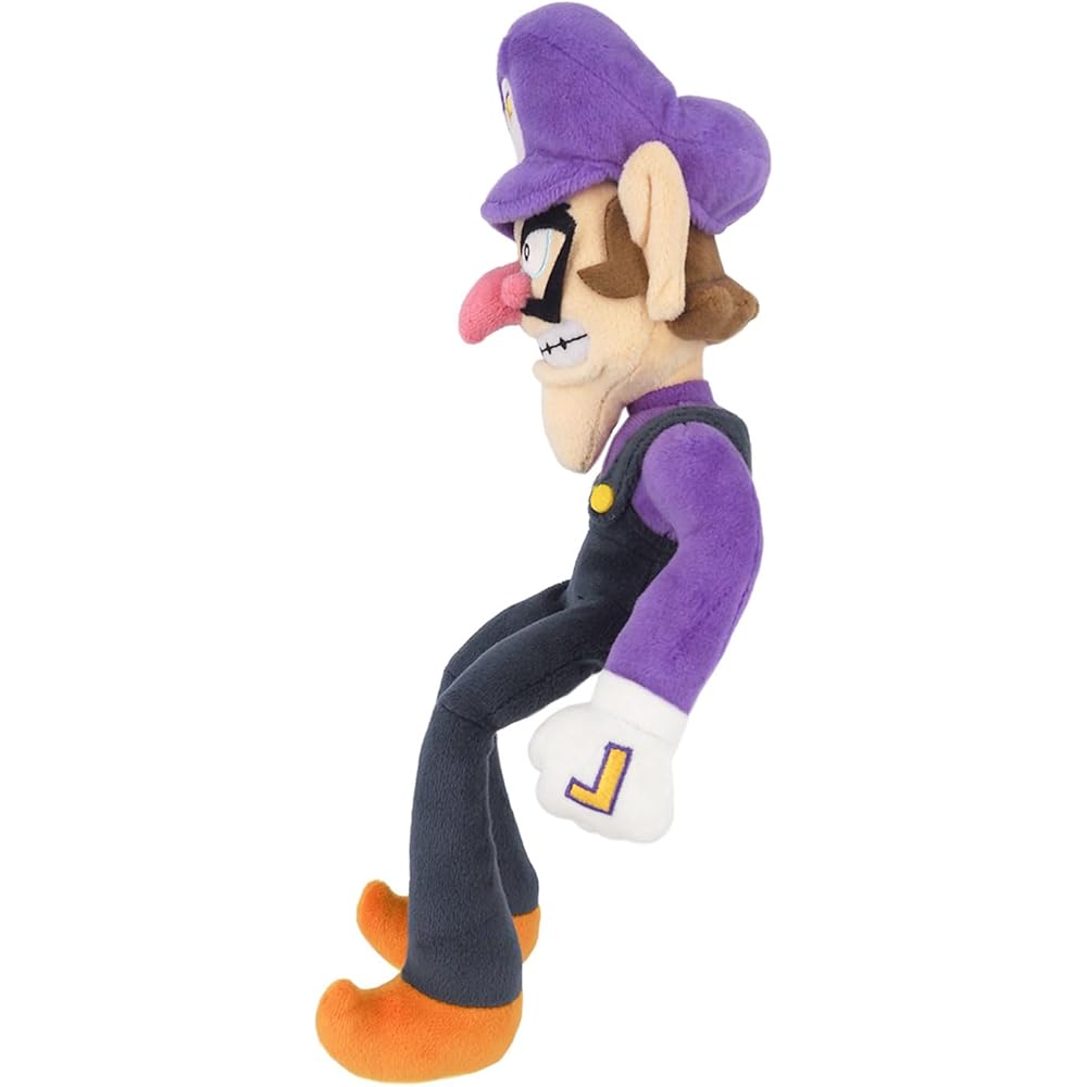 Sanei Boeki Super Mario All Star Collection Waluigi Plush Toy 31cm x 9.5cm x 11cm