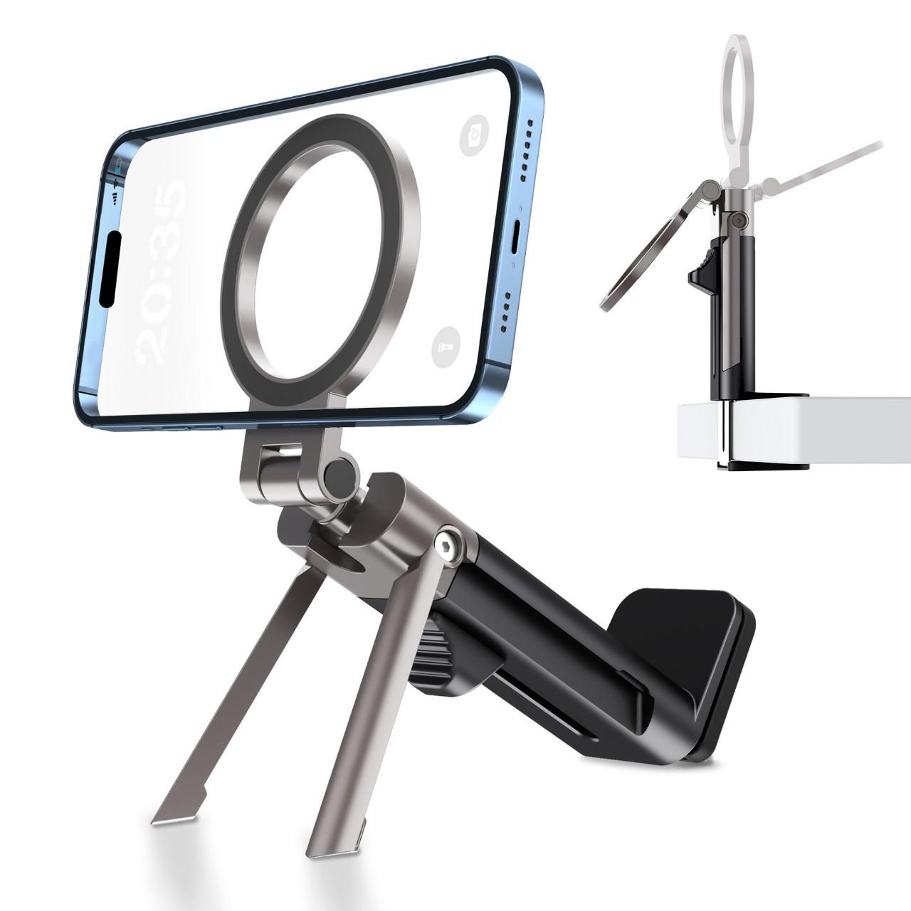 

360° Rotating Mechanical Dog Magnetic Phone Holder for Travel & Desktop Use чёрный