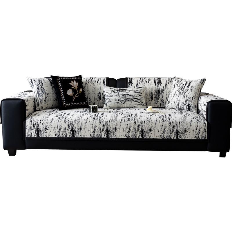 High-grade Light Luxury Black and White Chenille Four-season Universal Sofa Seat Cushion Cover Seat Cushion Dust-proof Non-slip Cover Anti-cat Scratch