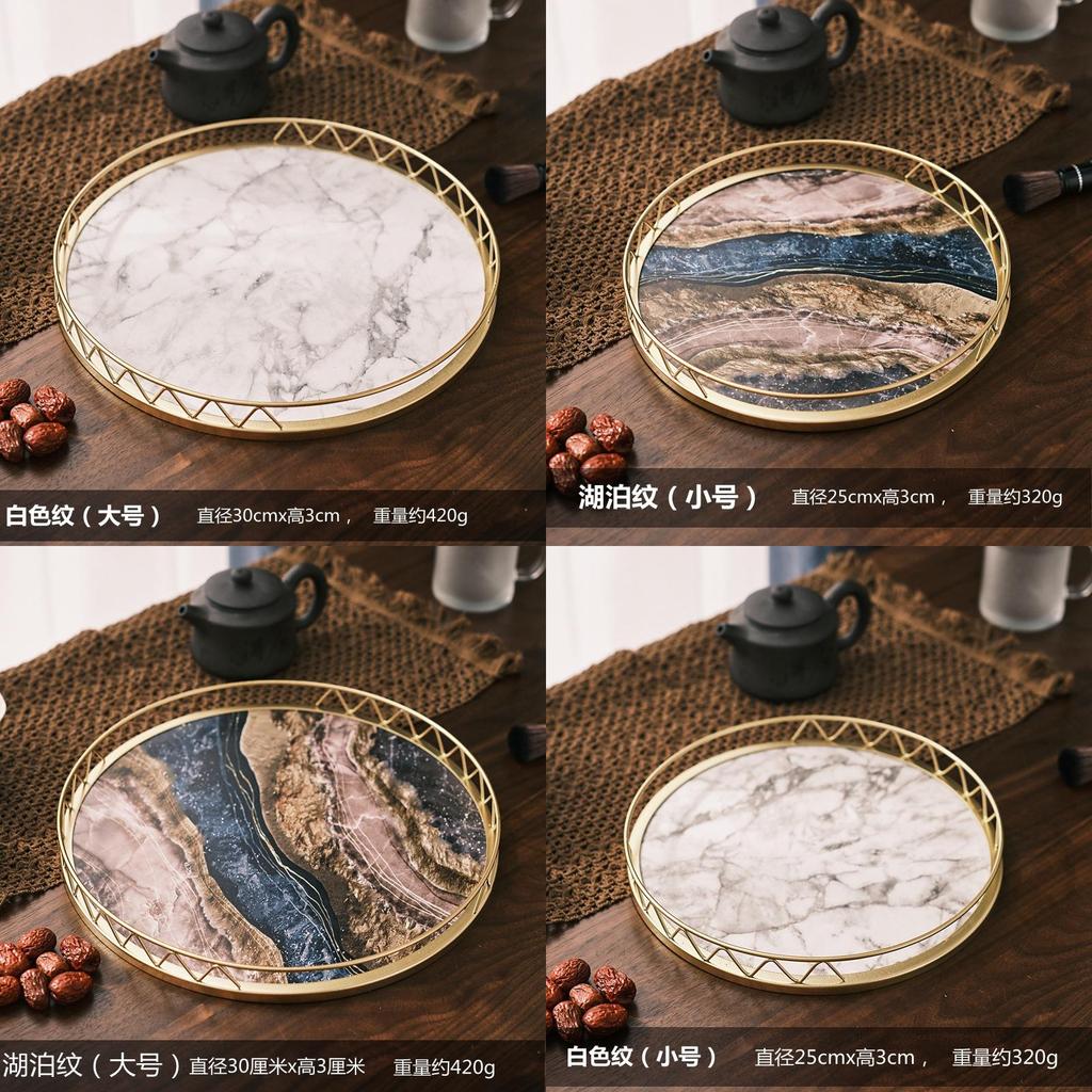 Minimalist Marble Snack Tray With Storage For Home Office And Relaxation