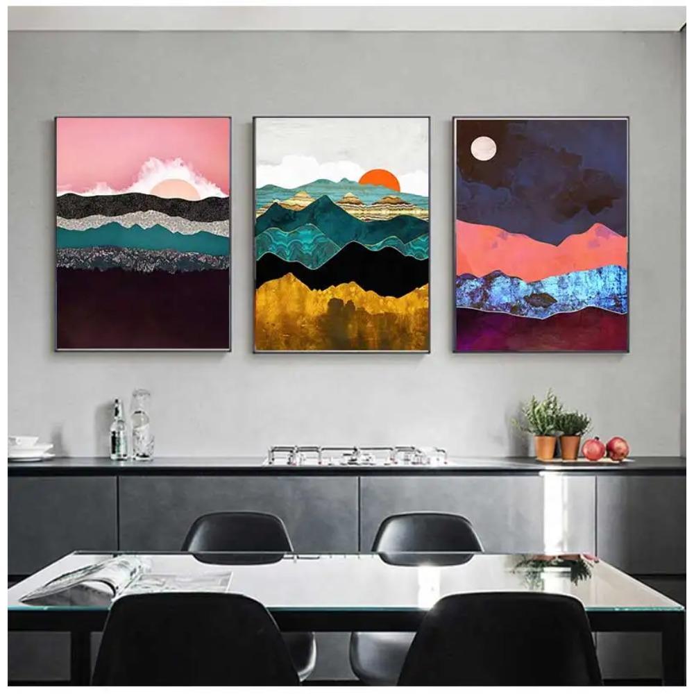 Abstract Mountain Sunrises Sunsets Landscape Wall Art Canvas Paintings Poster Print Picture Living Room Interior Home Decoration