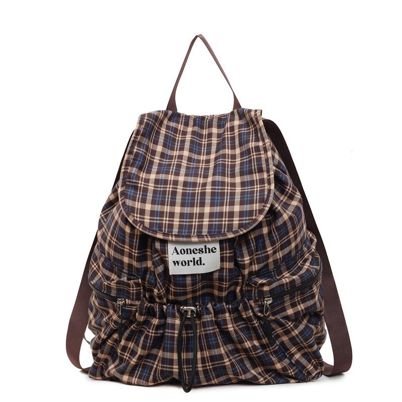 Casual Large-capacity Plaid Women's Backpack 2025 New Commuter Versatile Backpack College Student Class Schoolbag