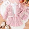 Children's And Middle-aged Girls', Autumn And Winter Turtleneck T Woolen Plaid Skirt, Coat, Bag, Four-piece Set