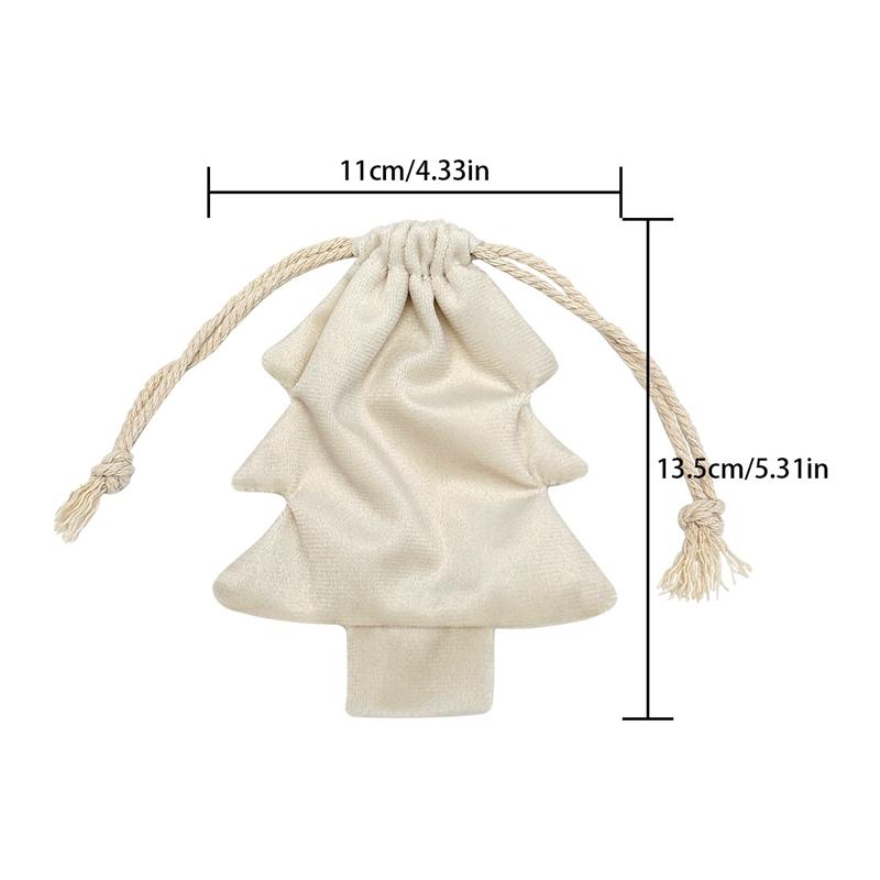 Christmas Tree Velvet Drawstring Gift Bag with Bells Xmas Hanging Ornament Candy Pouch Christmas Party Decoration Supplies 7