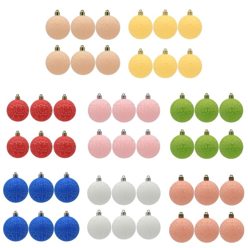 6 Stück Weihnachtskugeln Hängeanhänger Rissmuster Weihnachtsbaum Dekorative Bruchsichere Ornamente für Zuhause Festival Raumdeko