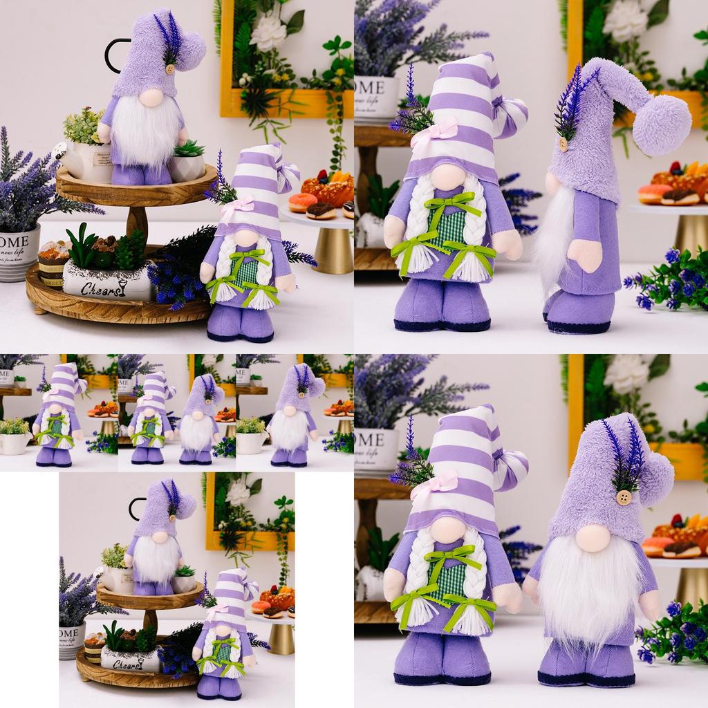 Elegante Lavendel-Lila Wichtel Tischdeko Figur für Muttertagsfeierlichkeiten aus Polyestermaterial