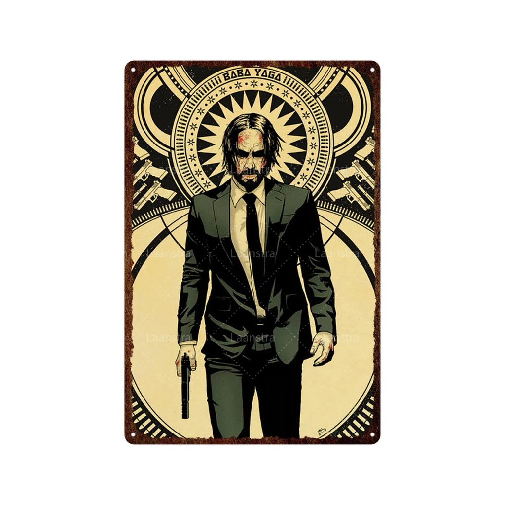 Vintage Movie Poster John Wick Poster Metal Sign Decorative Tin Painting Home Cafe Bar Kraft Poster Wall Sticker Decoration