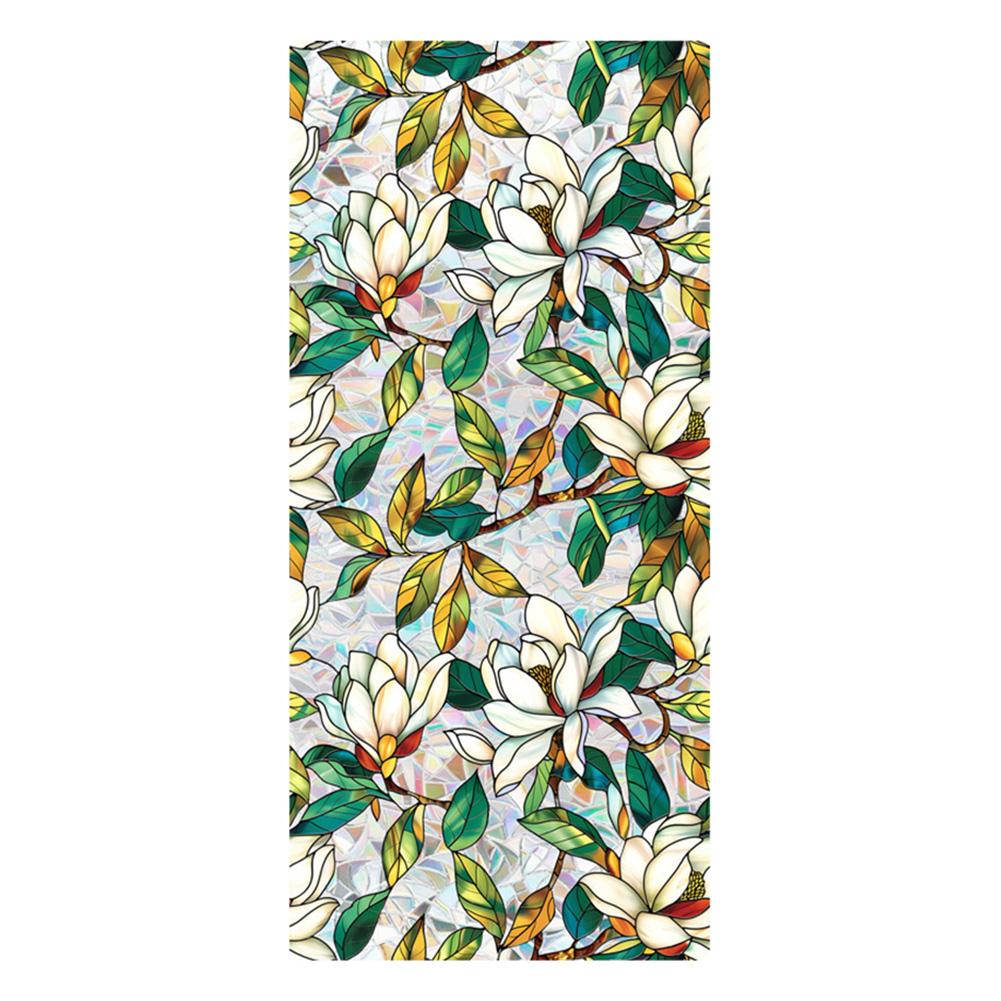 Flowers Window Privacy Film Removable Static Cling Stickers Floral Stained Glass Decals Decorative Window Decals for Home