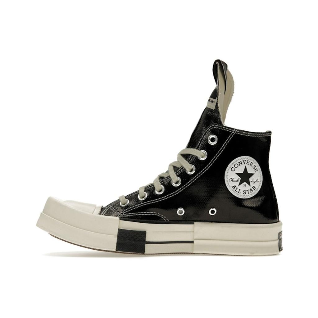 Rick Owens x Converse TURBODRK Chuck 70 High Black Lacquer Unisex Sneakers Egret Bone-White A01291C