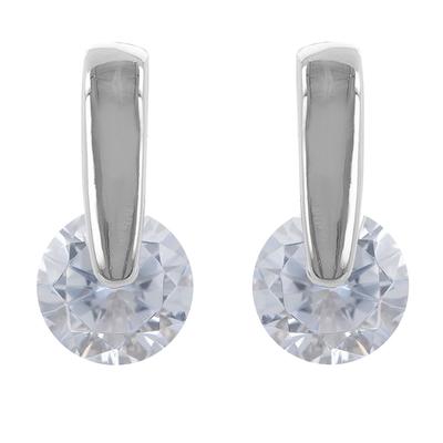 [R4778] - Silberne 'Crystal' silber-weiße Ohrringe (Rhodium)  - 10 x 5 mm