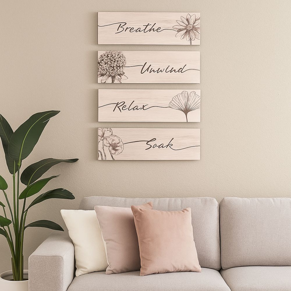Wooden Floral Wall Art Funny Wall Decor Paintings Wall Plate Plants Hanging Sign  Room Decor