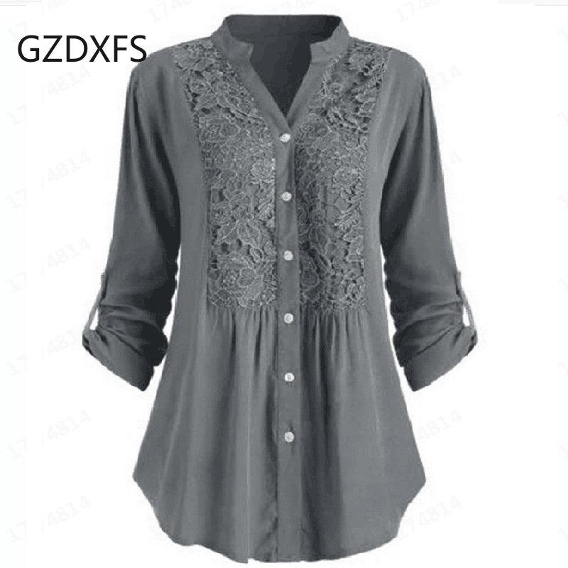 New Women's Long Sleeve V-Neck Shirt Large Lace Shirt