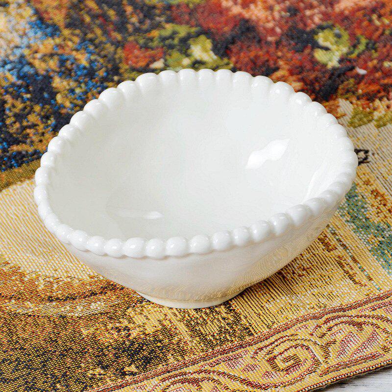 Elegant White Hand-Painted Ceramic Bowl - Small Dinner or Sauce Holder