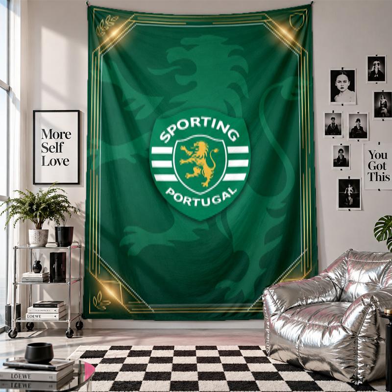 Arazzo da Parete FC Sporting CP Decorazione per la Casa Tessuto da Appendere a Parete per Camera da Letto Soggiorno Sfondo