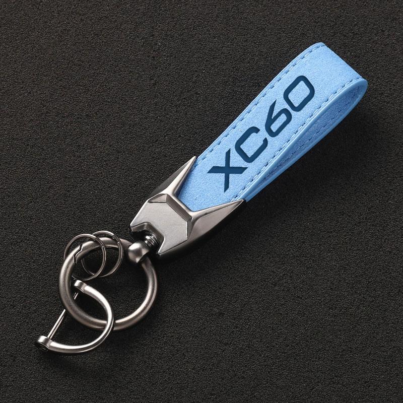 

High Grade Suede Leather Car Keychain Key Rings Custom Gift 3D imprinting with XC60 logo For Volvo XC60 car Accessories синій