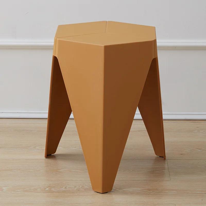 Ins Creative Modern Shoe Replacement Bench Footstool Non Slip Thick Plastic Small Stool Low Geometric Furniture Home
