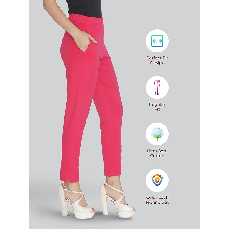 

Lyra Women Solid Premium Cotton Kurtipant | Mid-Waist | Fashionwear L розовый