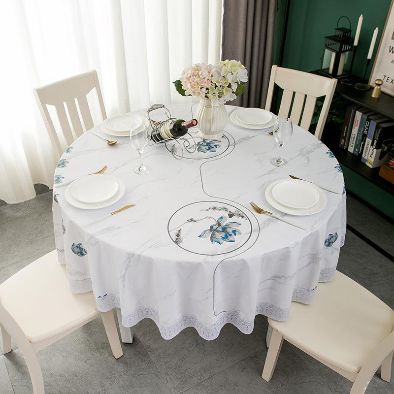 Round Table Tablecloth Household Waterproof, Oil-Proof And Anti-Scalding Leave-In Round Tablecloth Pvc Coffee Table Fabric Dining Table Mat