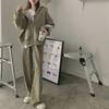 Korean Style Women's Tracksuit Set - Loose Zipper Hoodie Casual Fashion for Autumn/Spring