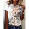 Zomer Dames T-shirt Creatief Bedrukt T-shirt met Korte Mouwen Modieus Comfortabel Zacht Ademend Katoenen T-shirt