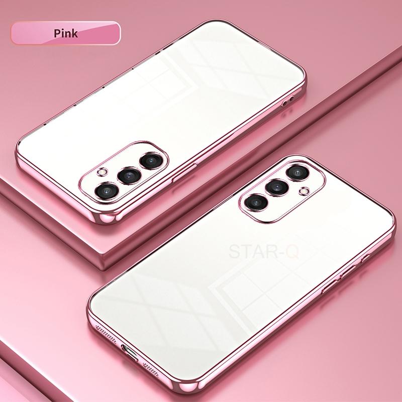 A 55 35 25 15 05 Plating Transparent Case For Samsung Galaxy A55 A35 A25 A15 A05S A24 A54 A34 4G 5G Silicone Back Cover