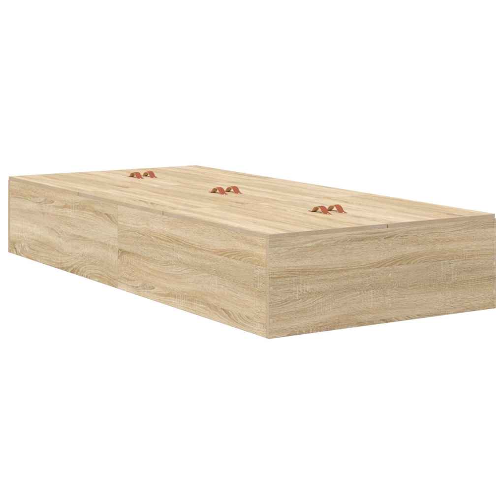 Storage Bed Frame Sonoma Oak 90 x 200 cm Particleboard