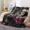 1PC Dark Floral Wildlife Print FlAannel Blanket, High quality Comfortable for All Seasons, Home Decor, Warmth and Comfort