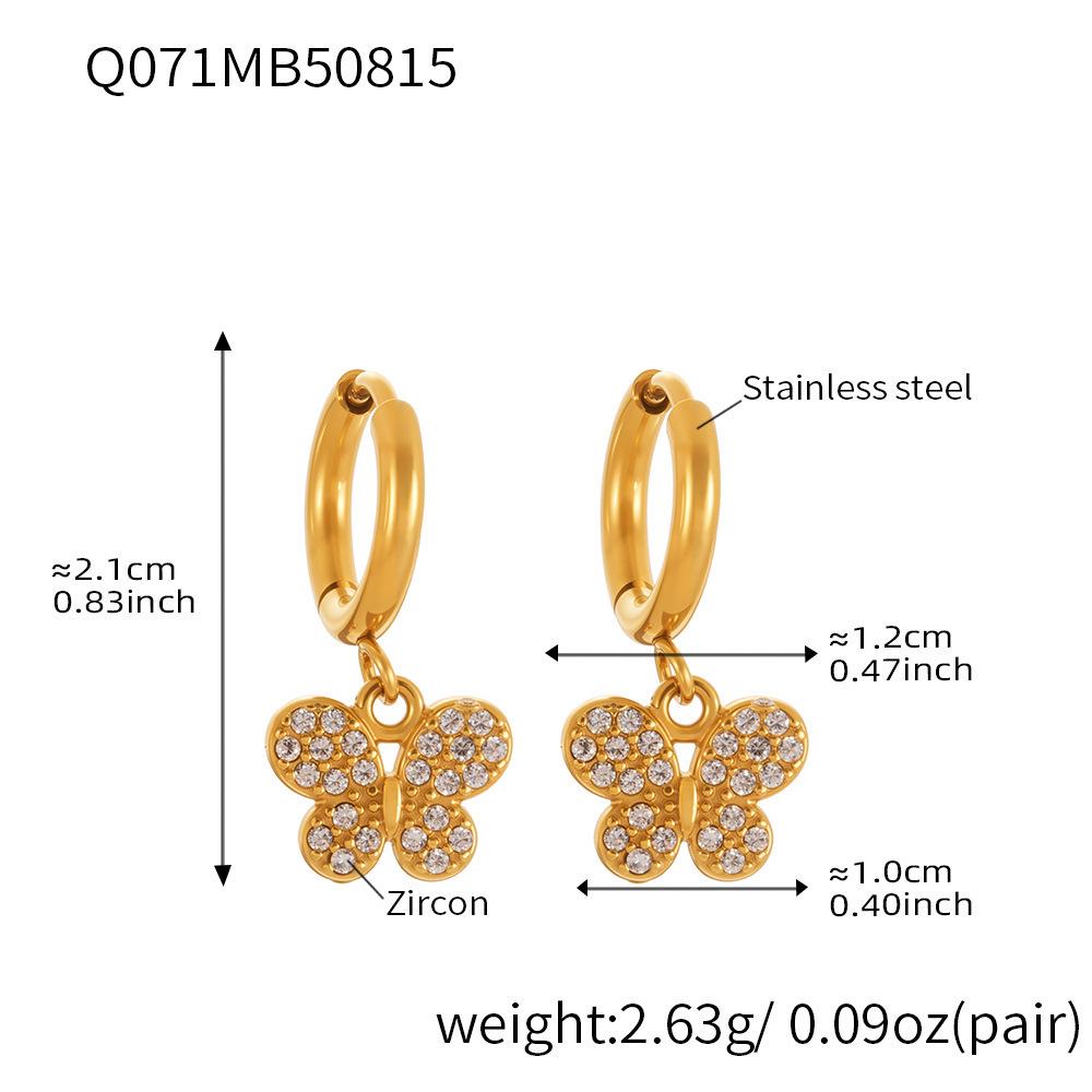 Oumika 18K Gold-Plated Butterfly & Diamond Earrings for Women