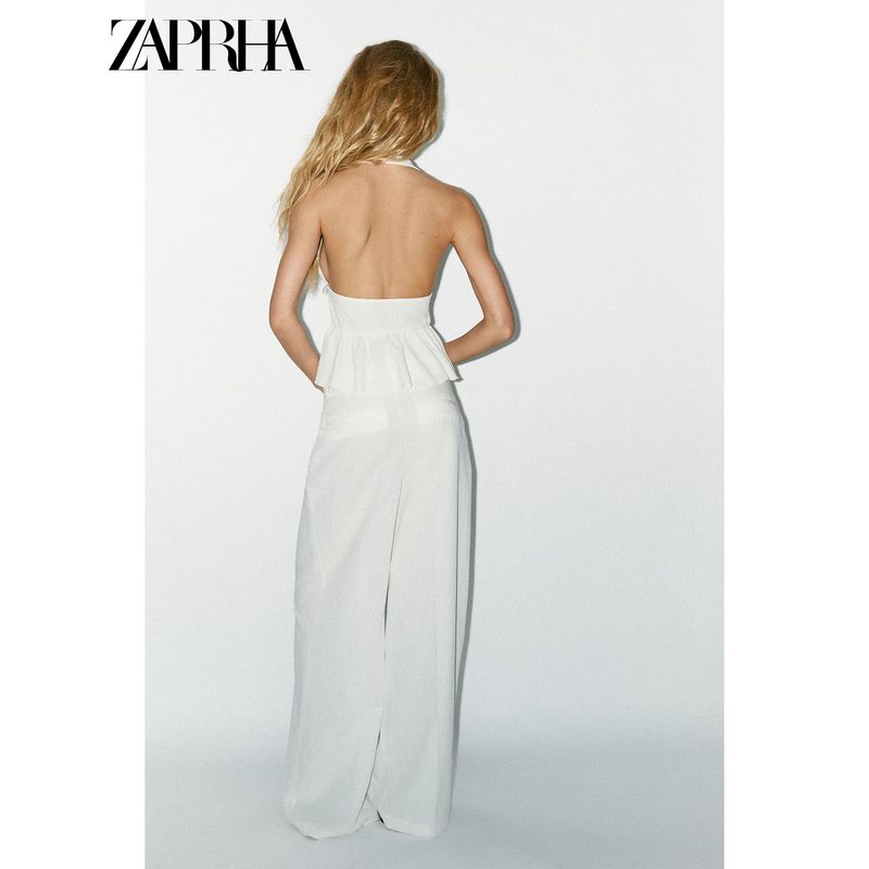 Zaprha 2025 Summer New Gyaru Sexy Backless Laminated Decorative Neck Collar All-Match Top 0347317