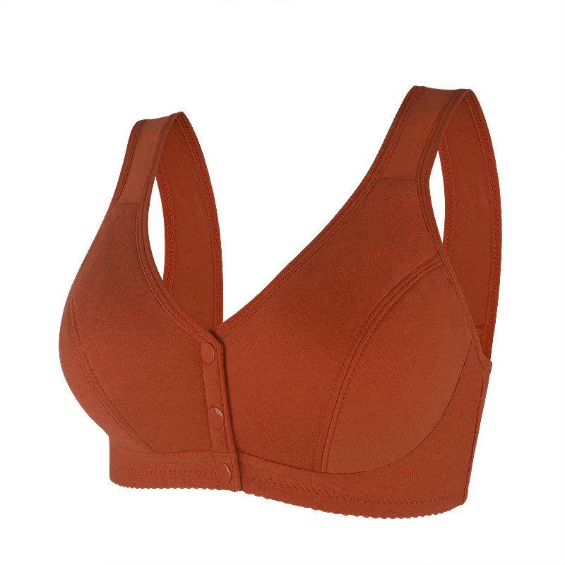 New smooth front buckle women's underwear thin mother soft cotton women's vest type steel rimless large size bra
