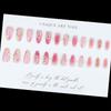 3D Floral Rhinestones Pearls Gradient Pink Press On Nail With Gold Foils Design For Women Party