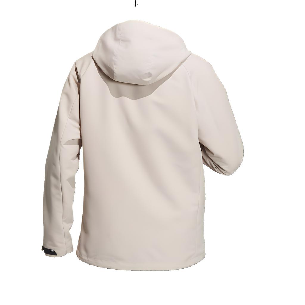 adidas Logo-Print Drei-in-Eins Kapuzen-Freizeit-Sportjacke Herrenjacke Beige Schwarz IV7597