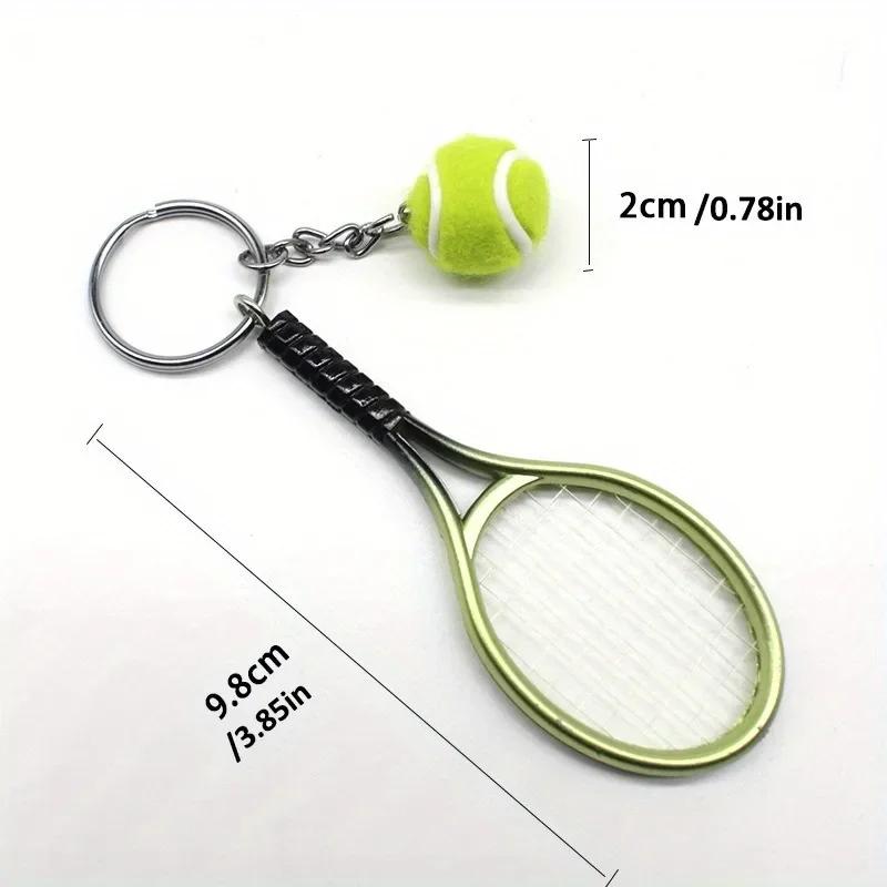 1pc Tennis Keychain Alloy Tennis Raclet, Ball Split Ring Keychain For Sport Lovers Team Sports Bag Chain Pendant