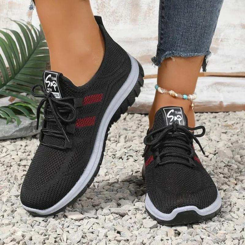 Fashion Women Sneakers Mesh Vulcanized Shoes Spring Ladies Casual Flats Sneaker Female New Fashion Comfort Light Knitting Shoes 2025