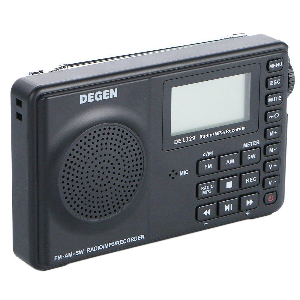 DEGEN DE1129 Zestaw zapasowy Cyfrowy DSP Krótkofalówka Przenośny BCL FM Pasmo światowe 248 stacji Zaprogramowane nagrywanie i głosowa Wbudowana karta MicroSD 4 GB USB Uśpienie