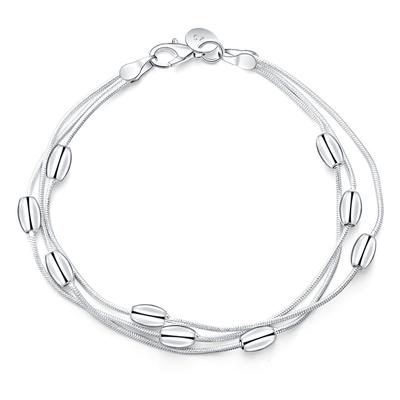 Bracciale Catena Argento Sterling 925 Design Moda Prodotto Bellissimo Gioiello Bracciale di Alta Qualità Perline Per Donna Signora Matrimonio