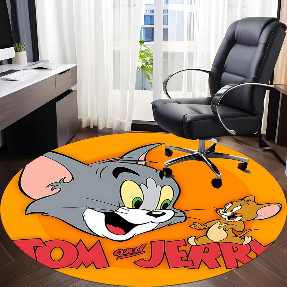 1pc Tom Jerry Office Round Area Rug,  Under Office Chairs Bedroom Living Room Home Decor A0926110