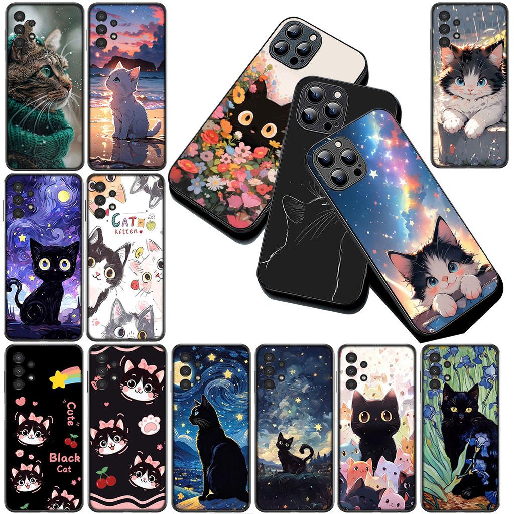 Cover for Xiaomi Redmi Note 12 11 10 A3 Pro 10A 10C 12C Note12 5G 4G Casing Phone Case Black Kitten Cat Eye Cute Anime