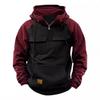 New Men's Off-the-Shoulder Half-Zip Hoodie: Workwear-Inspired Sportswear with Multiple Pockets