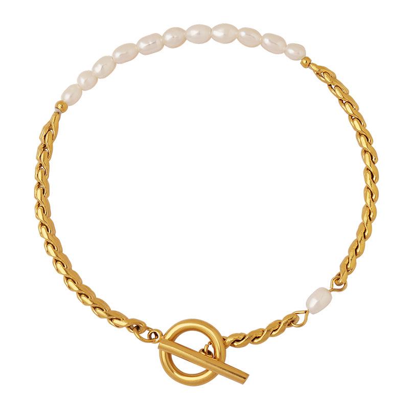Korean Fashion Freshwater Pearl Bracelet with 18K Gold OT Clasp