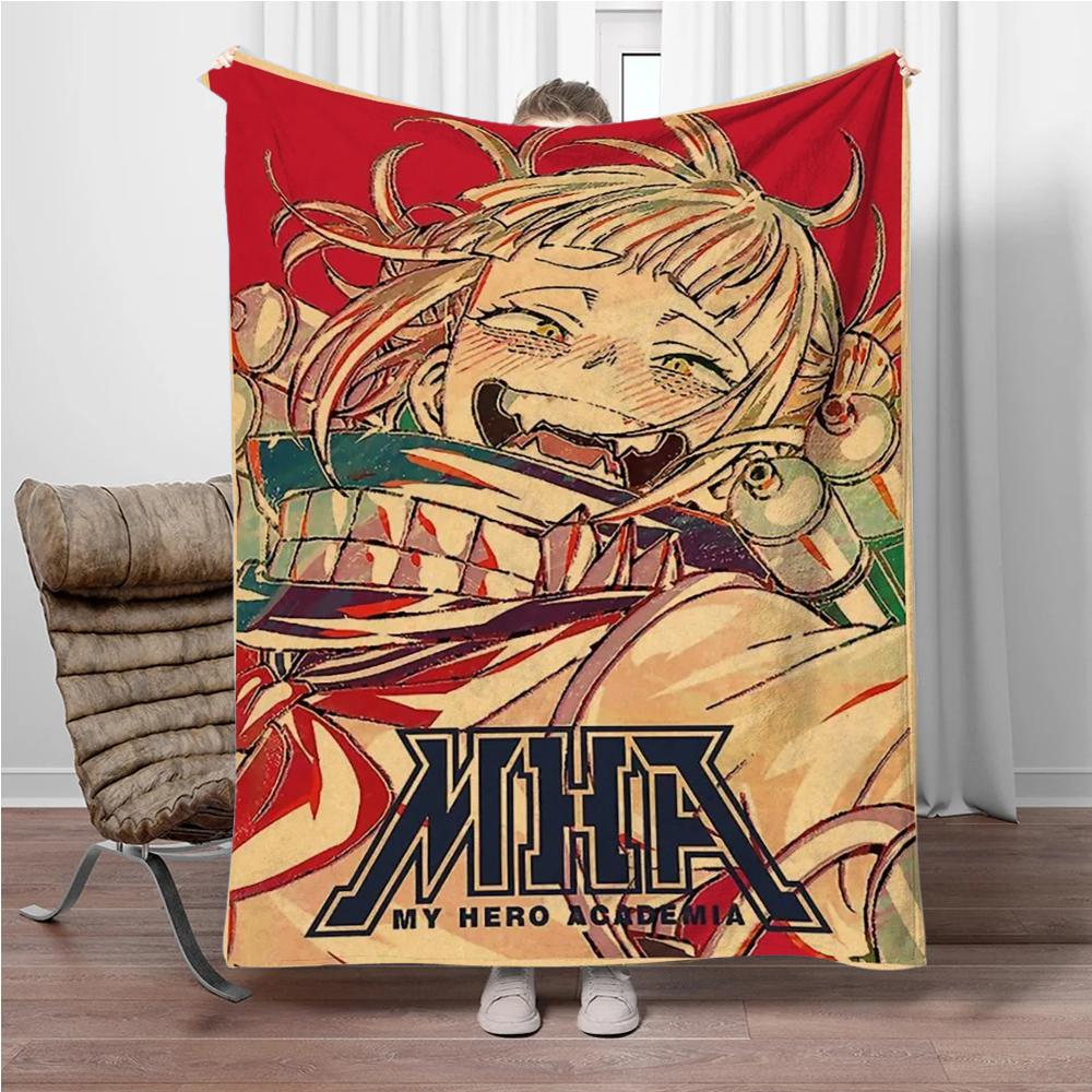 Vintage M-My-Hero-Academia 3D Printed Flannel Blanket Living Room Sofa Bed Camping Picnic Warm Blanket Holiday Gifts