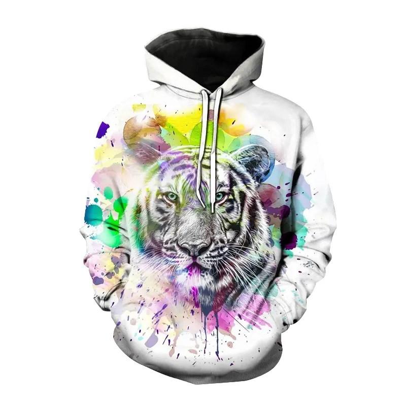 Autumn New Men's Animal Tiger Sweatshirts 3D Printed animal Hoodies Sports hoodie loose long sleeve pockets Fashion Hoodie