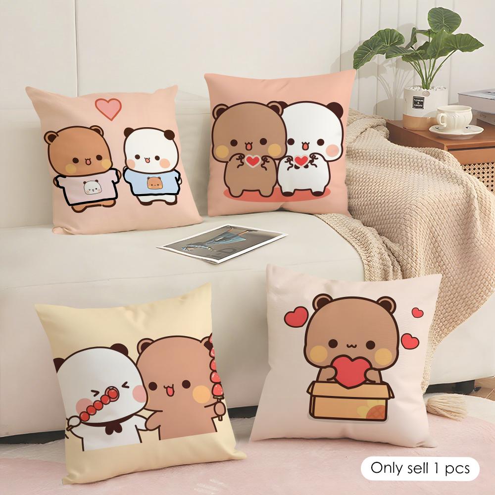 Bubu And Dudu Cushion Cover Soft Short Plush Pillow Cover Smooth Cozy Texture Aesthetic Cushion Case Home Decor